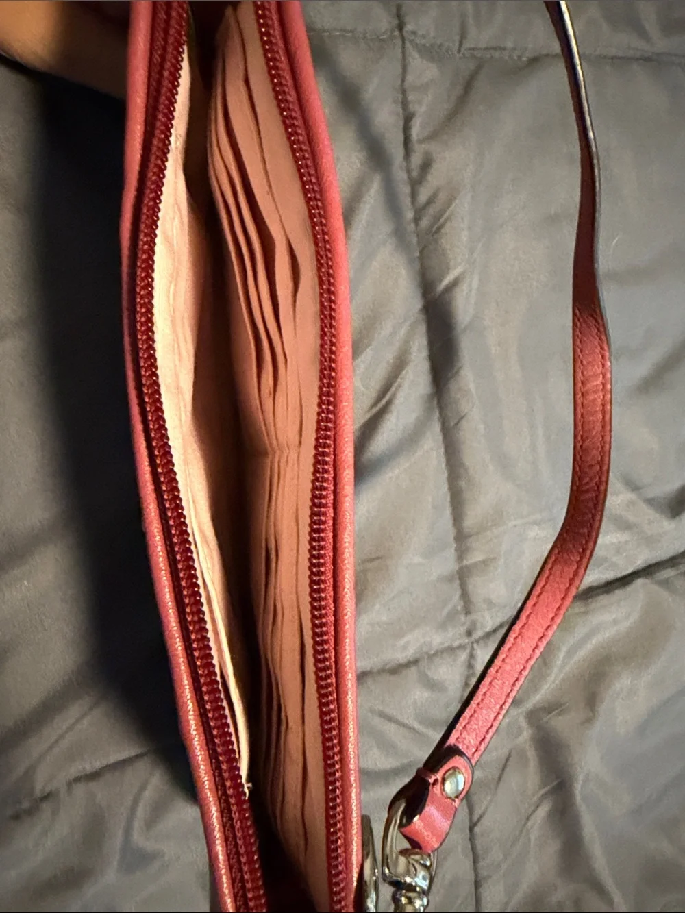 Coach Pink Leather Wristlet Clutch with Detachable Strap
